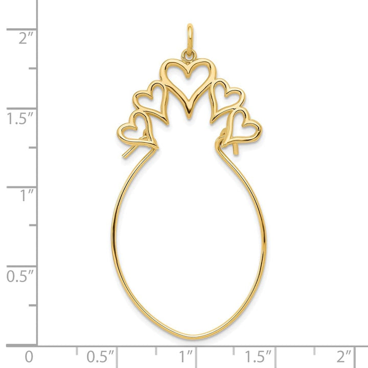 10K Yellow Gold Polished Large 5-Hearts Charm Holder