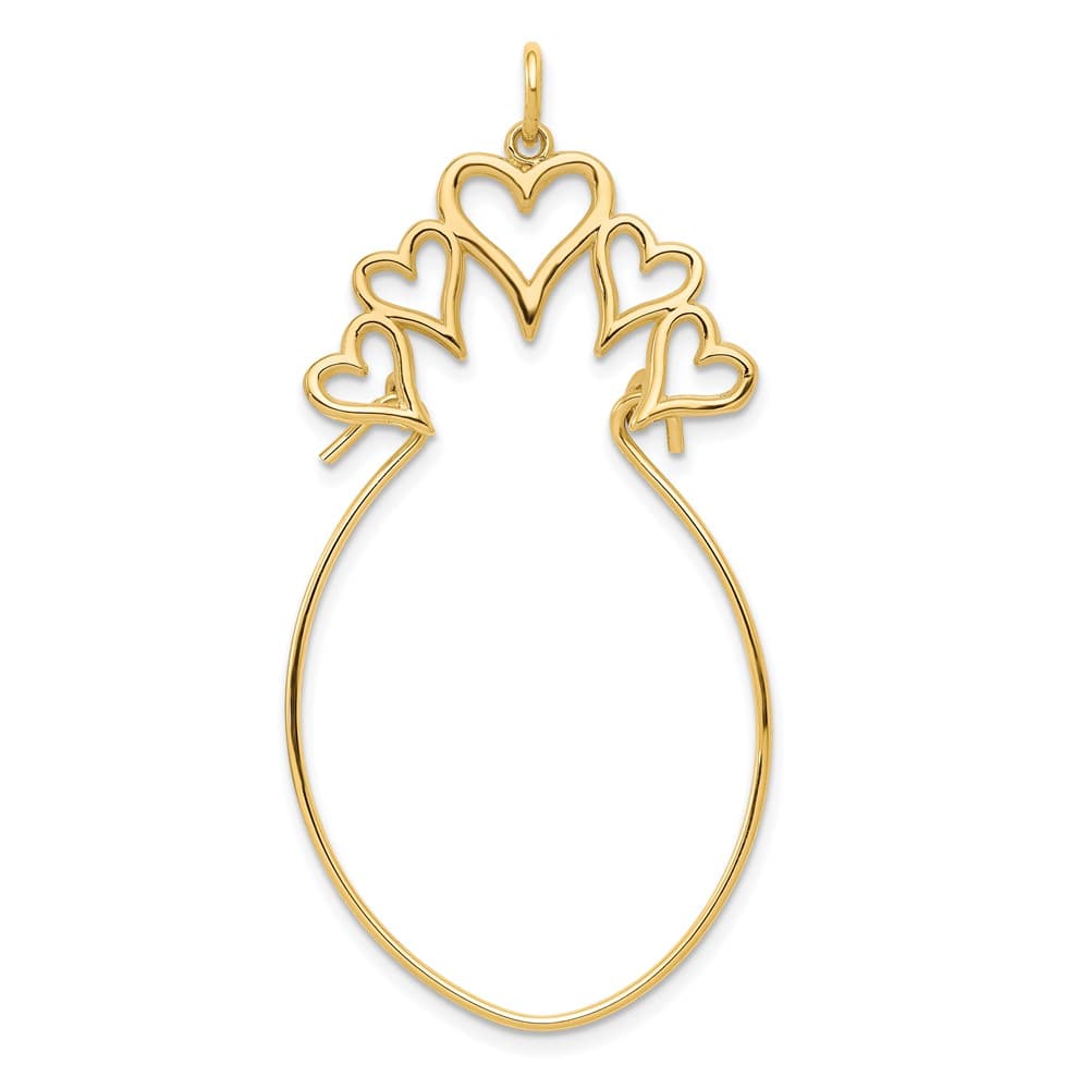 10K Yellow Gold Polished Large 5-Hearts Charm Holder