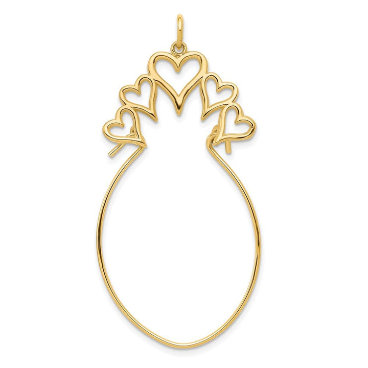 10K Yellow Gold Polished Large 5-Hearts Charm Holder