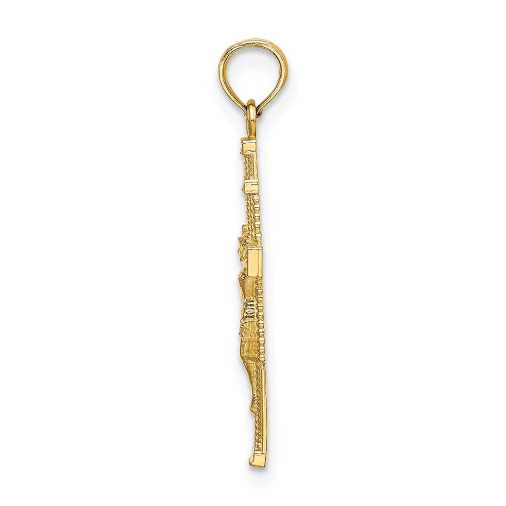 10K Yellow Gold Polished Large Beaded Accent Latin Crucifix Charm