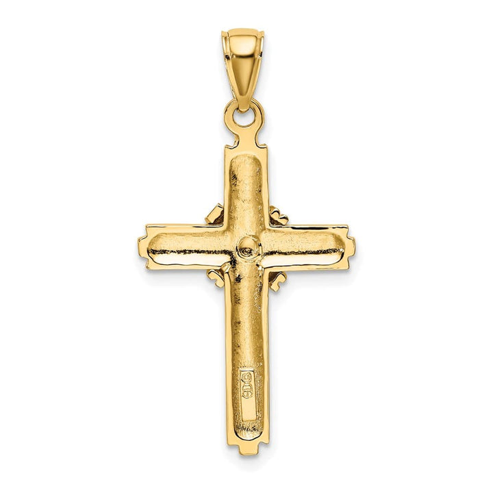 10K Yellow Gold Polished Large Beaded Center Design Latin Cross Charm
