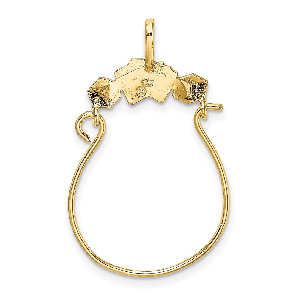 10K Yellow Gold Polished Large Cards and Dice Charm Holder