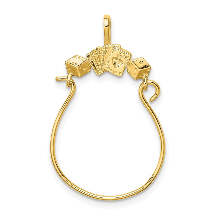 10K Yellow Gold Polished Large Cards and Dice Charm Holder
