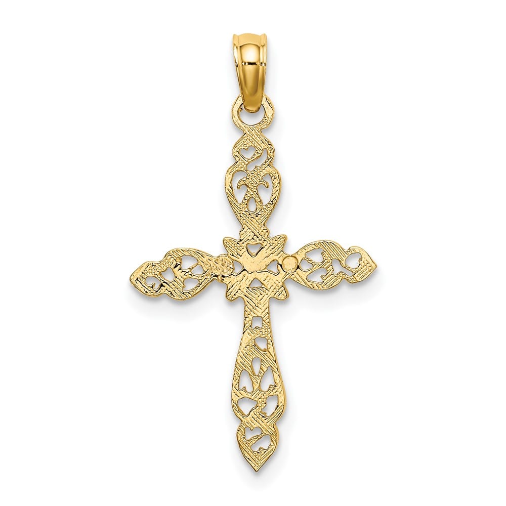 10K Yellow Gold Polished Large Cut-Out Cross Charm