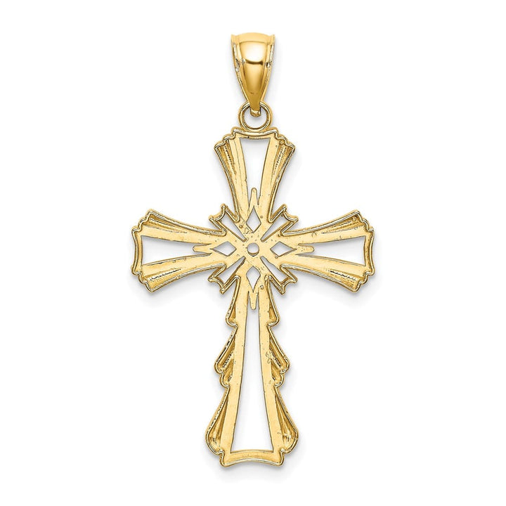 10K Yellow Gold Polished Large Cut-Out with Teardrop Sides Cross Charm