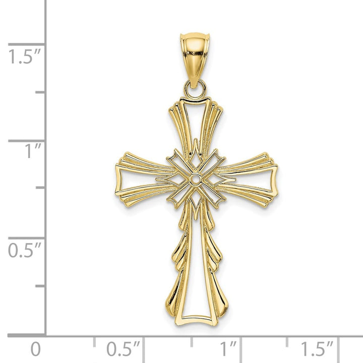 10K Yellow Gold Polished Large Cut-Out with Teardrop Sides Cross Charm
