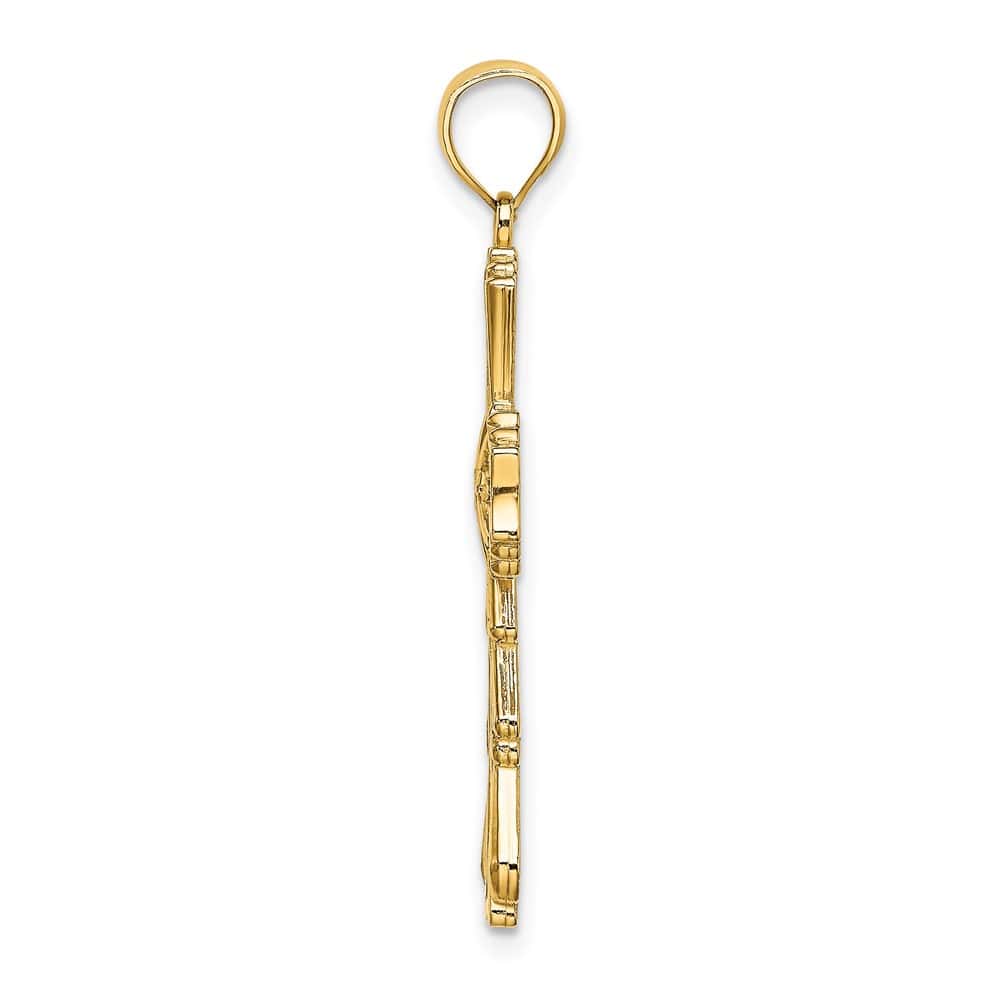 10K Yellow Gold Polished Large Cut-Out with Teardrop Sides Cross Charm