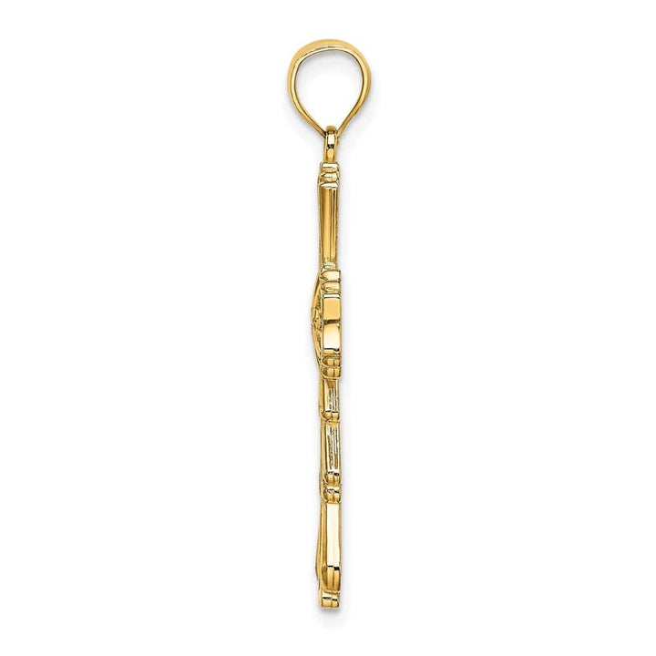 10K Yellow Gold Polished Large Cut-Out with Teardrop Sides Cross Charm