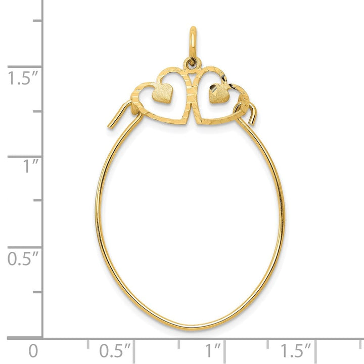 10K Yellow Gold Polished Large Double Heart Charm Holder