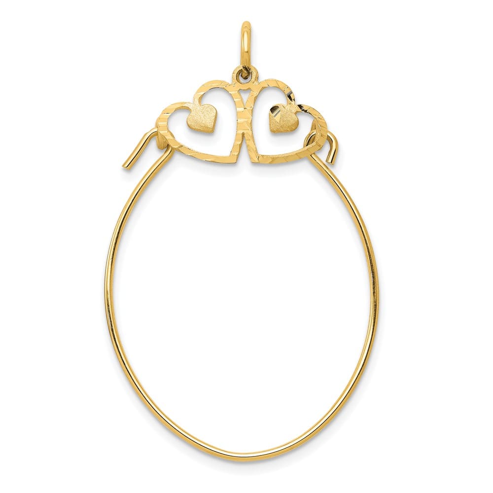 10K Yellow Gold Polished Large Double Heart Charm Holder