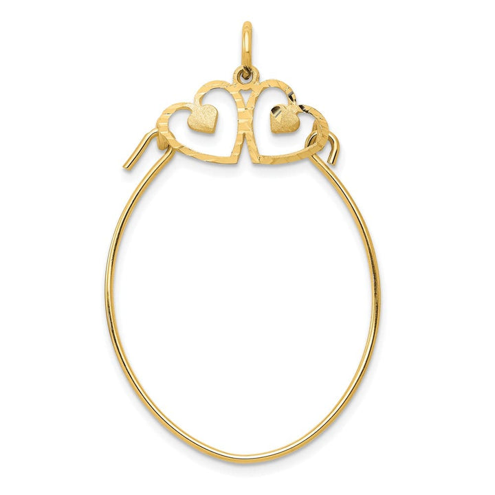 10K Yellow Gold Polished Large Double Heart Charm Holder