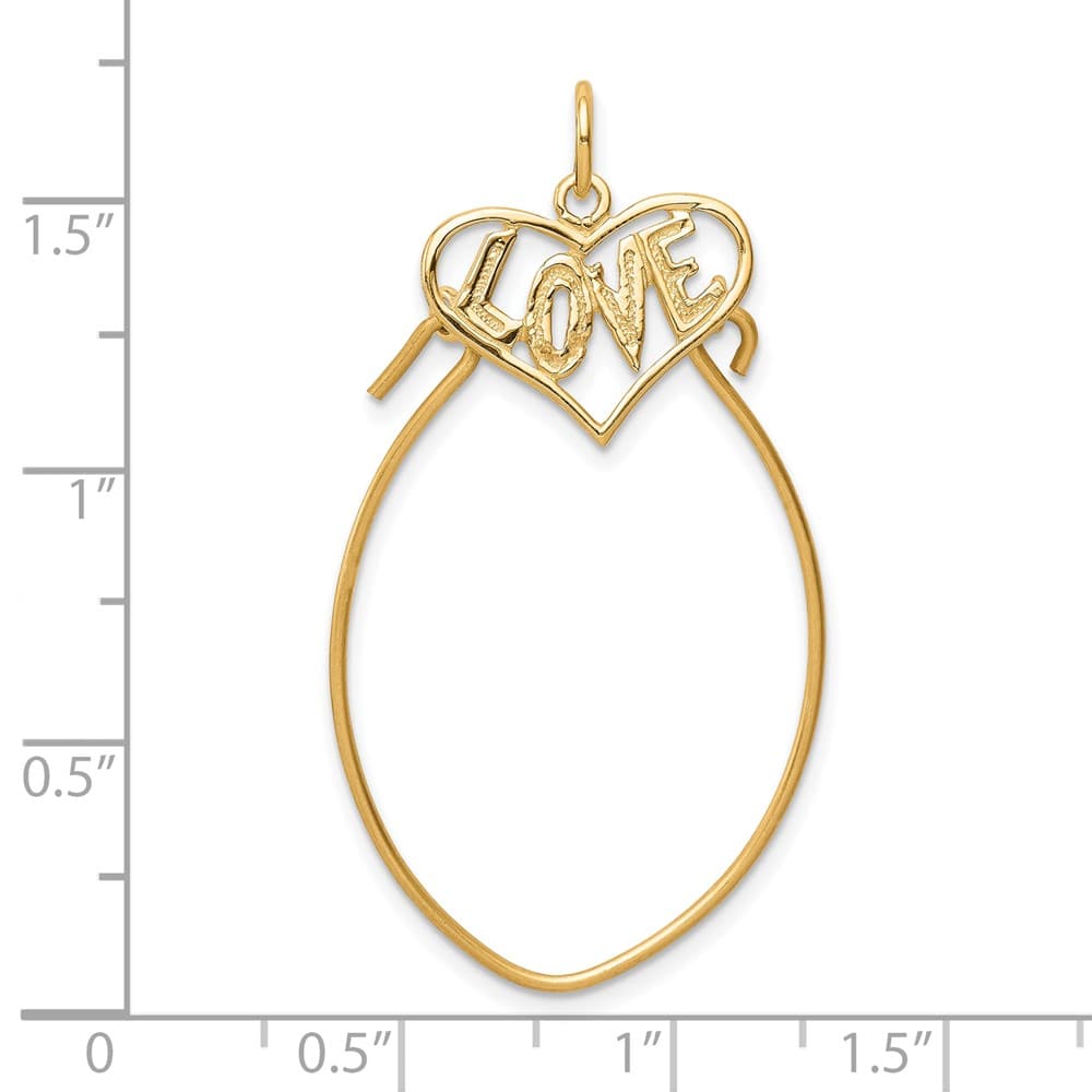 10K Yellow Gold Polished Large Filigree Love Charm Holder
