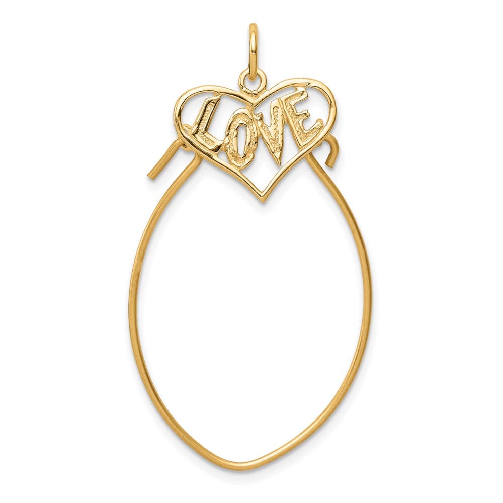 10K Yellow Gold Polished Large Filigree Love Charm Holder