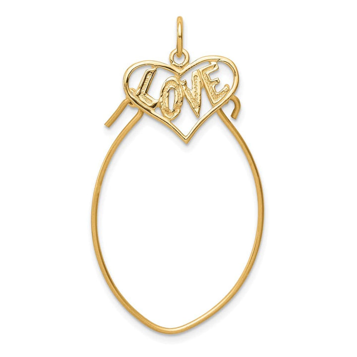 10K Yellow Gold Polished Large Filigree Love Charm Holder