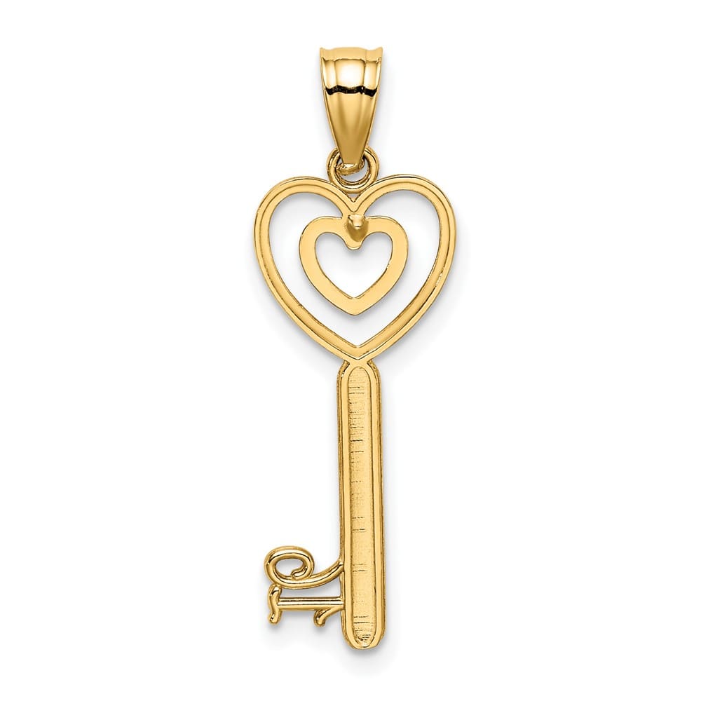 10K Yellow Gold Polished Large Key with Heart Sweet 16 Charm