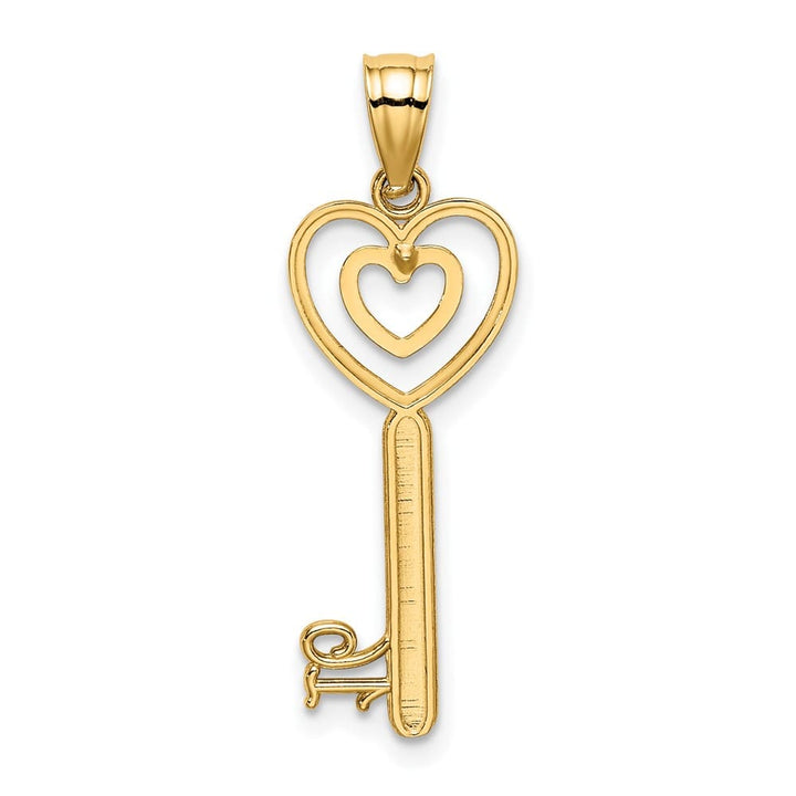 10K Yellow Gold Polished Large Key with Heart Sweet 16 Charm