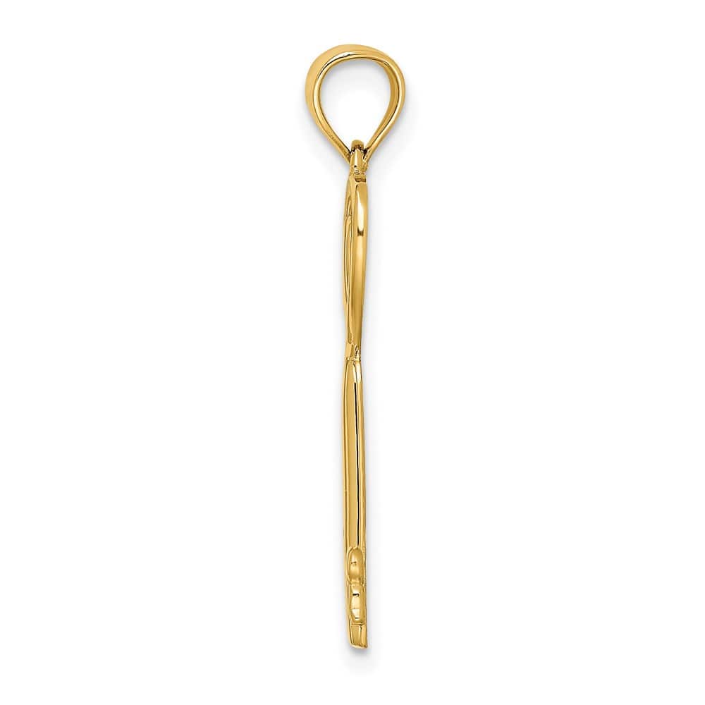 10K Yellow Gold Polished Large Key with Heart Sweet 16 Charm