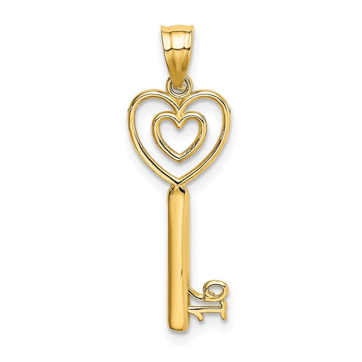10K Yellow Gold Polished Large Key with Heart Sweet 16 Charm