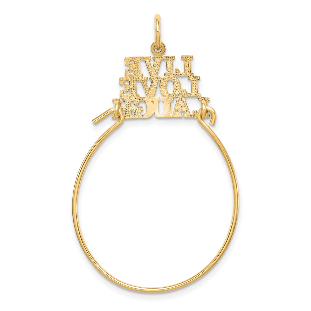 10K Yellow Gold Polished Large Live Love Laugh Charm Holder