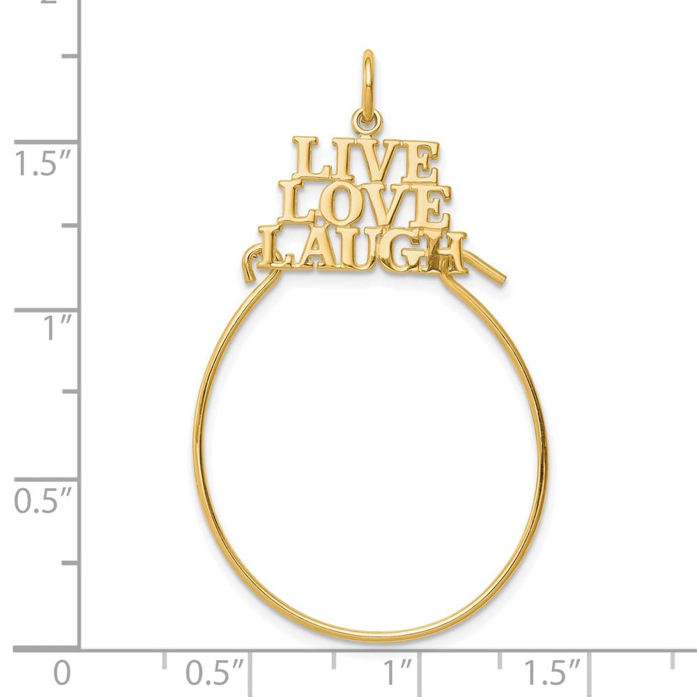 10K Yellow Gold Polished Large Live Love Laugh Charm Holder