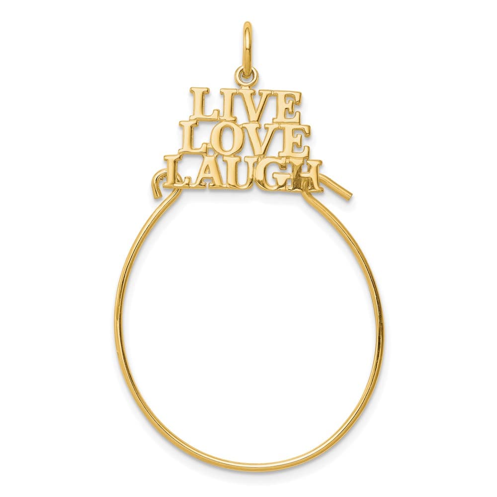 10K Yellow Gold Polished Large Live Love Laugh Charm Holder