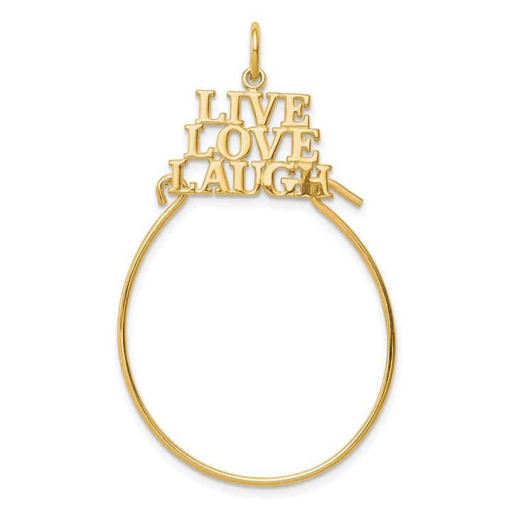 10K Yellow Gold Polished Large Live Love Laugh Charm Holder