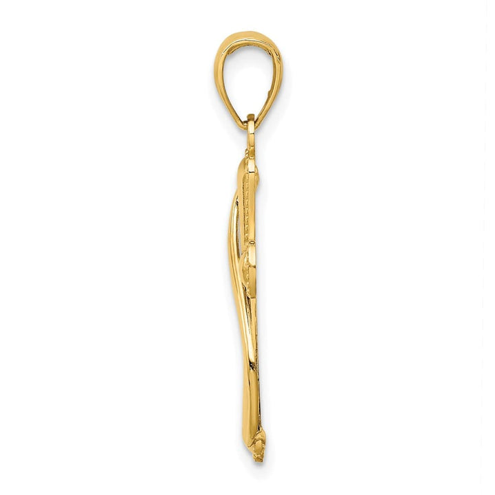 10K Yellow Gold Polished Large Methodist Cross with Drape Pendant