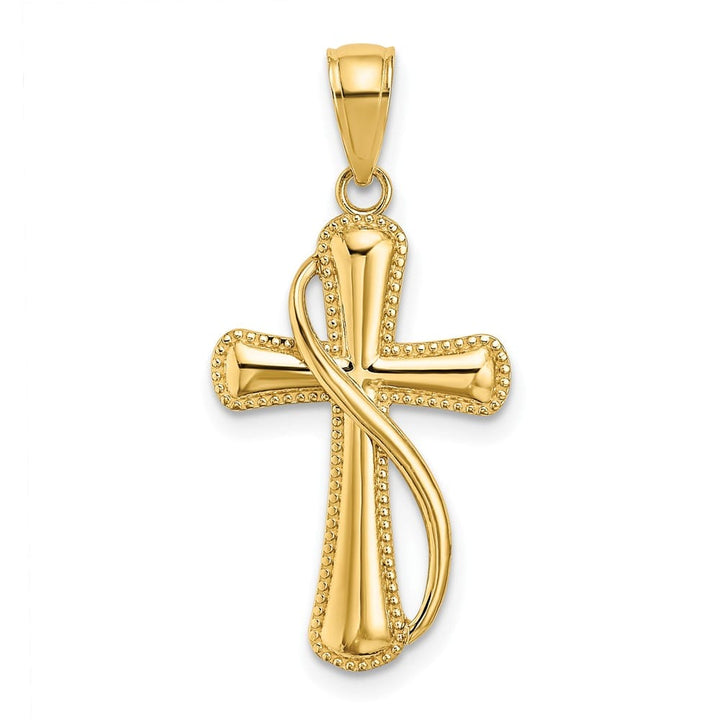 10K Yellow Gold Polished Large Methodist Cross with Drape Pendant