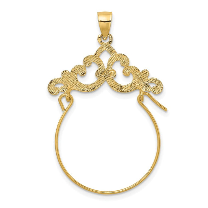10K Yellow Gold Polished Large Scroll Framed Charm Holder