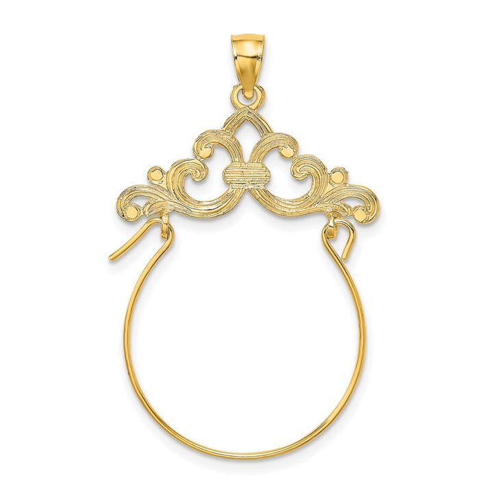 10K Yellow Gold Polished Large Scroll Framed Charm Holder