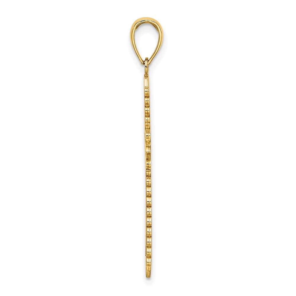 10K Yellow Gold Polished Large with Lace Border Passion Cross Charm