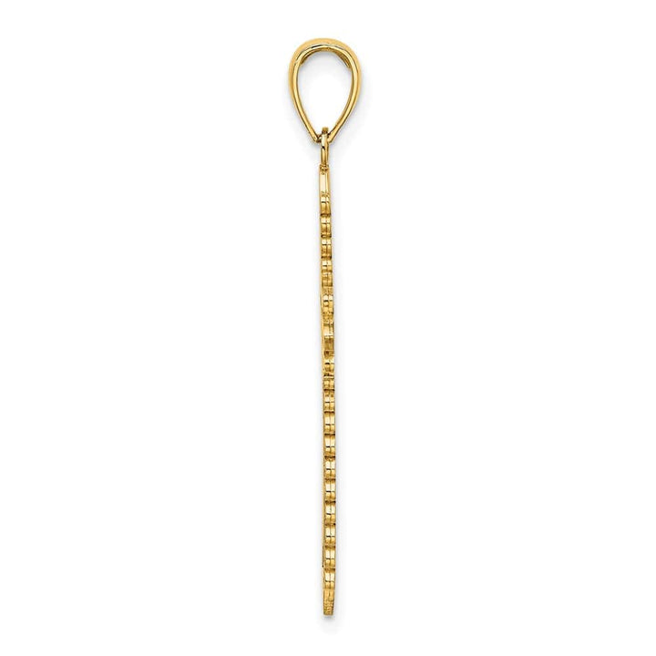10K Yellow Gold Polished Large with Lace Border Passion Cross Charm