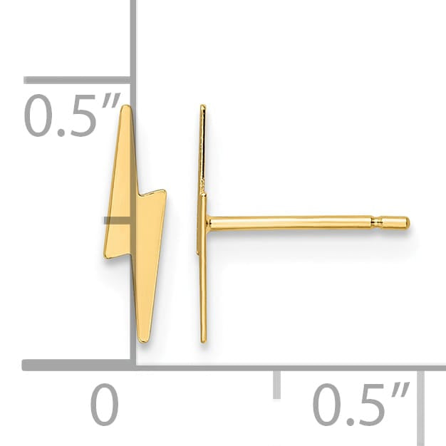 10k Yellow Gold Polished Lightning Bolt Post Earrings