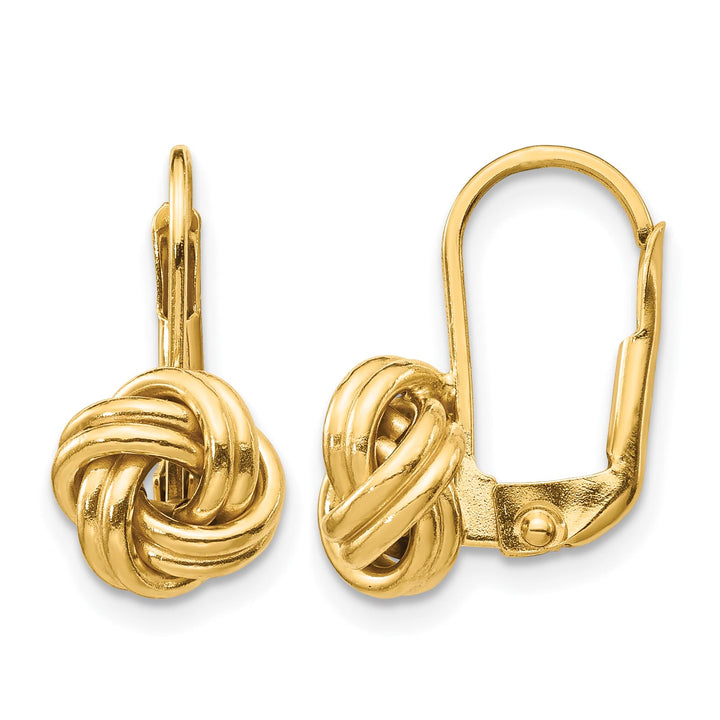 10k Yellow Gold Polished Love Knot Leverback Earrings