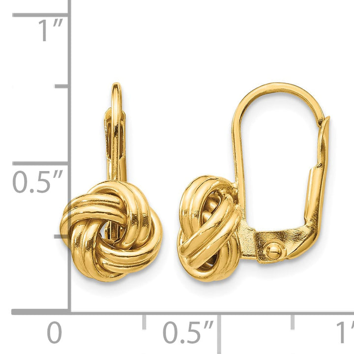10k Yellow Gold Polished Love Knot Leverback Earrings