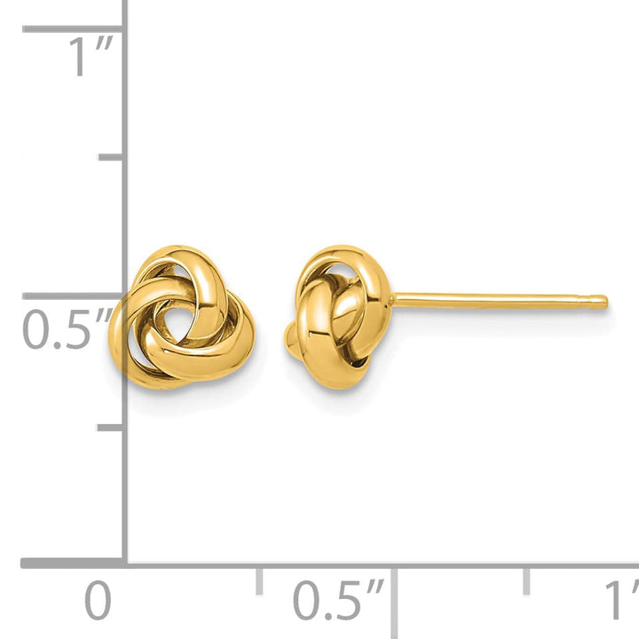 10k Yellow Gold Polished Love Knot Post Earrings, 6.8mm