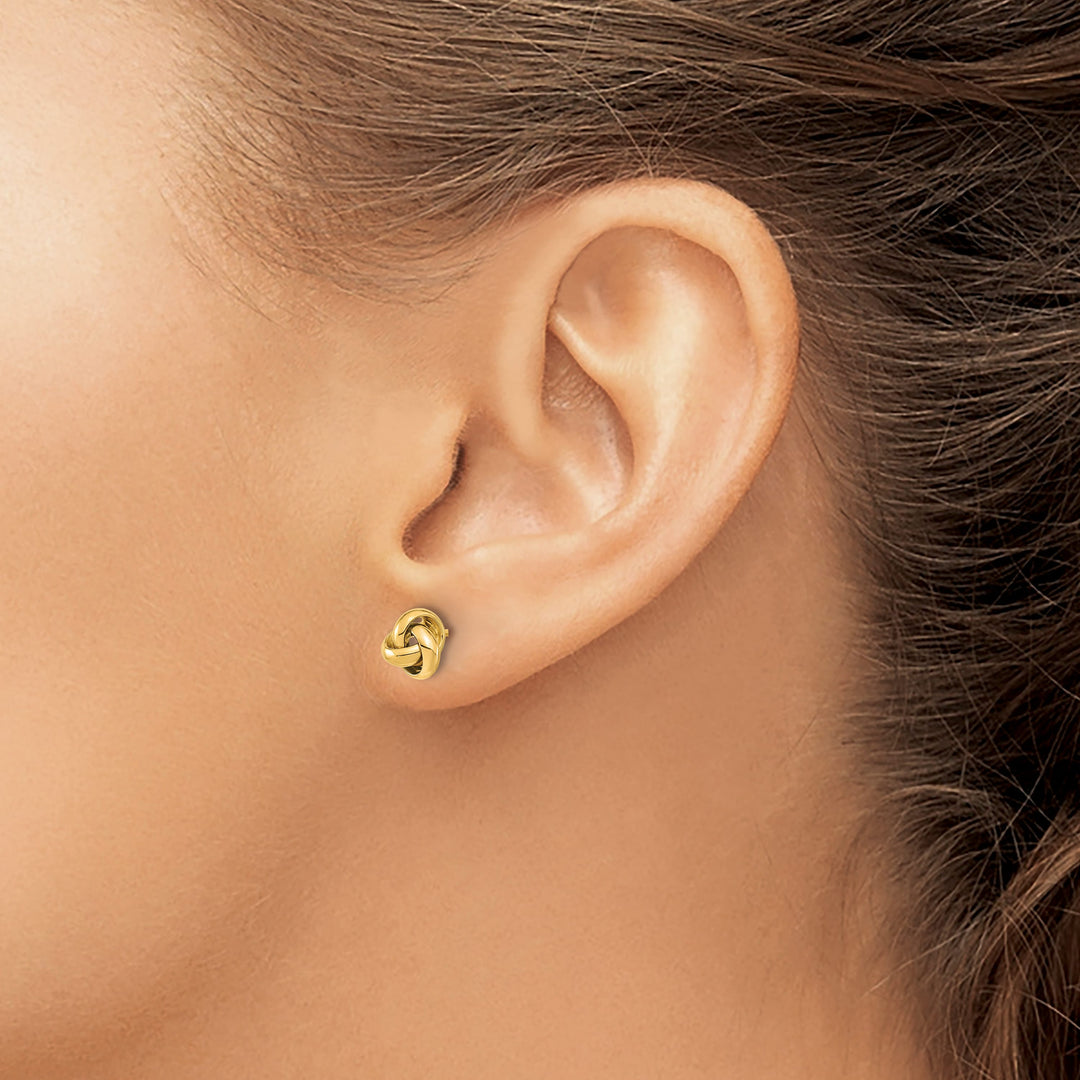 10k Yellow Gold Polished Love Knot Post Earrings, 6.8mm
