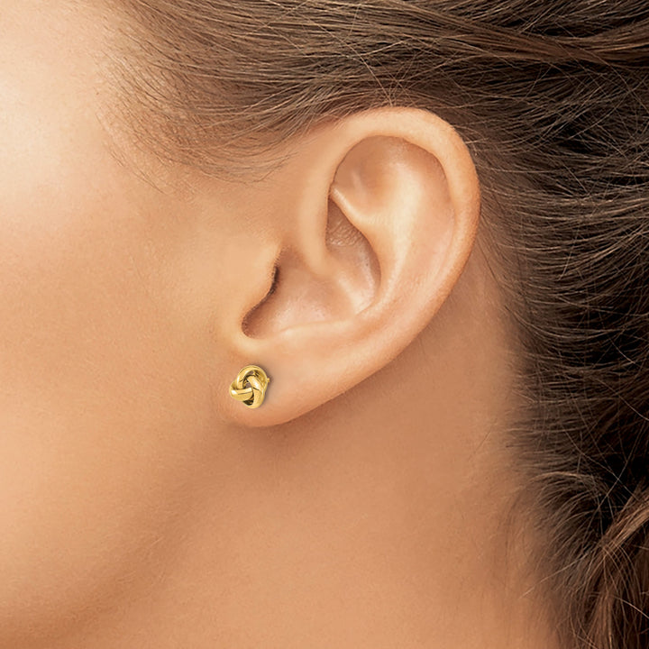 10k Yellow Gold Polished Love Knot Post Earrings, 6.8mm