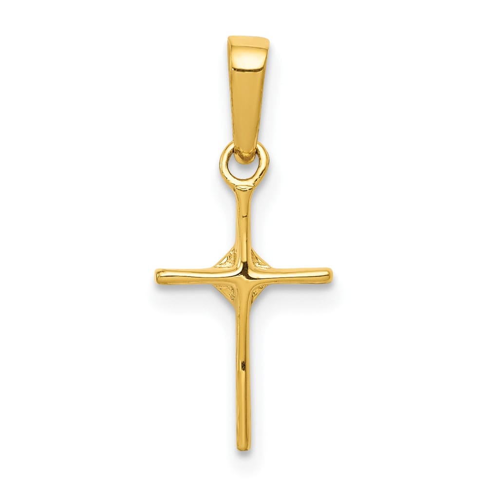 10K Yellow Gold Polished Medium .01 ct Diamond Cross Pendant