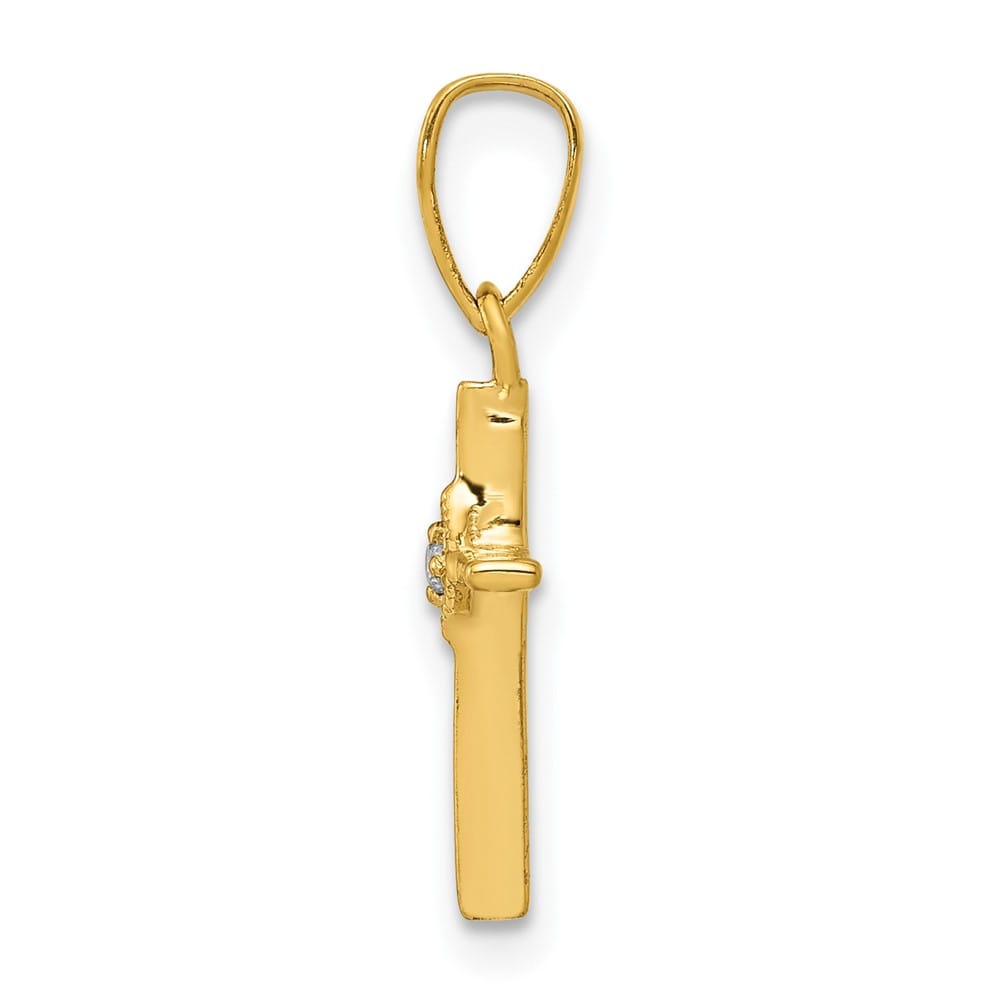 10K Yellow Gold Polished Medium .01 ct Diamond Cross Pendant