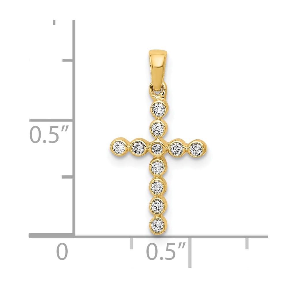 10K Yellow Gold Polished Medium 1/10 ct Diamond Cross Pendant