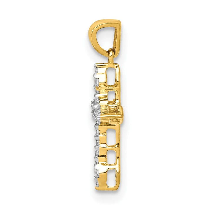 10K Yellow Gold Polished Medium 1/15 ct Diamond Cross Pendant