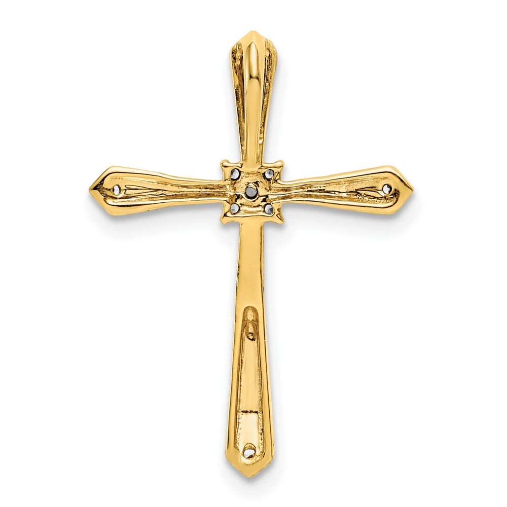 10K Yellow Gold Polished Medium 1/20 ct Diamond Cross Chain Slide