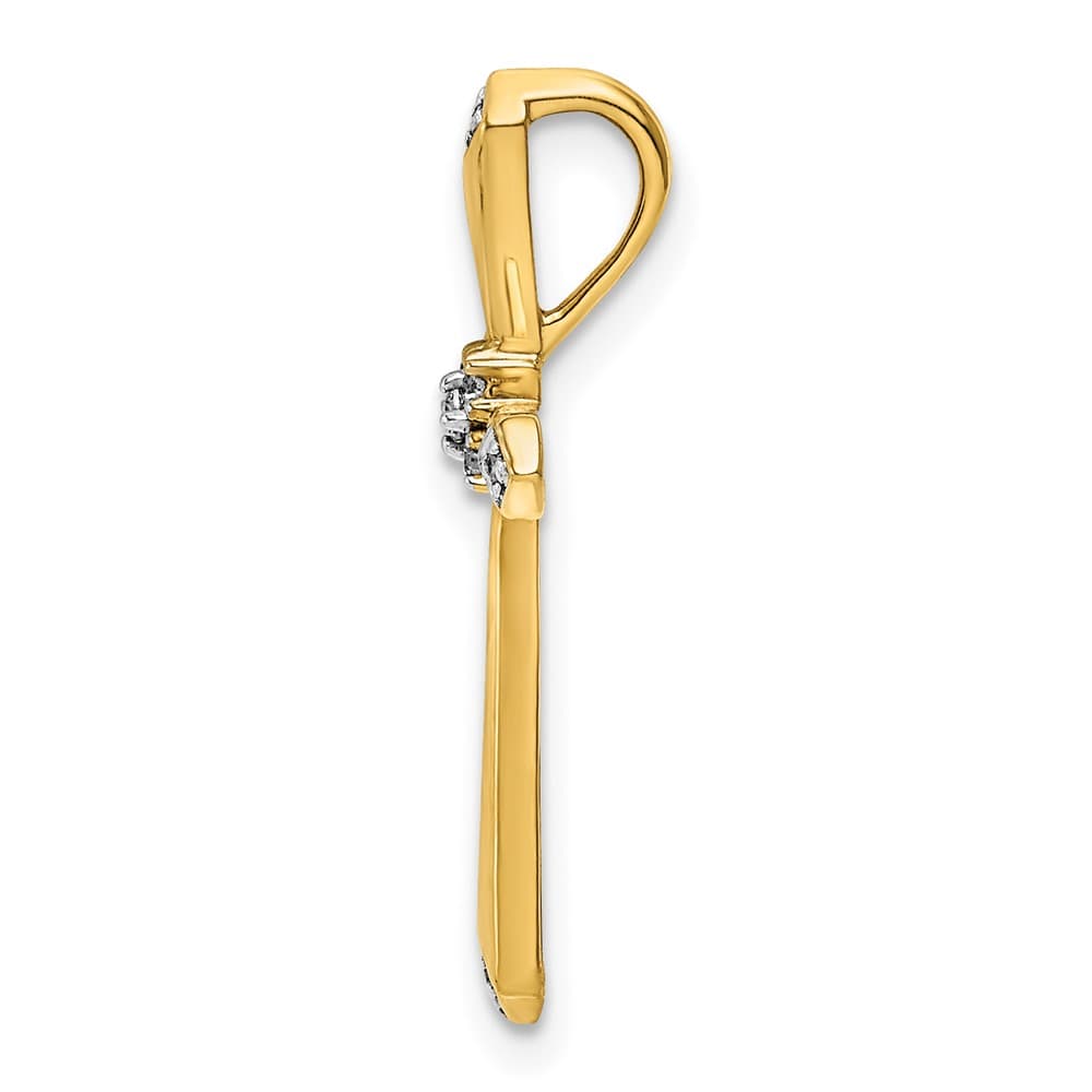 10K Yellow Gold Polished Medium 1/20 ct Diamond Cross Chain Slide