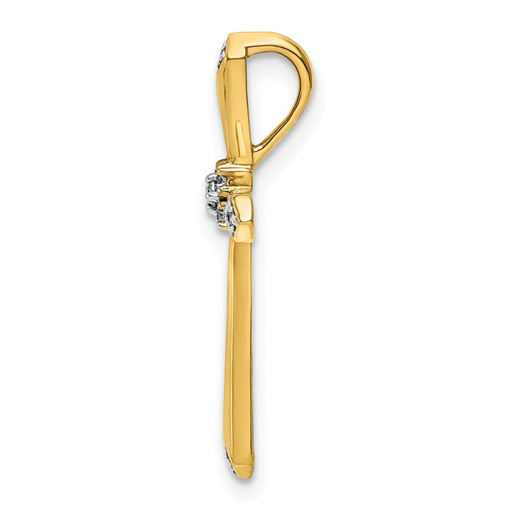 10K Yellow Gold Polished Medium 1/20 ct Diamond Cross Chain Slide