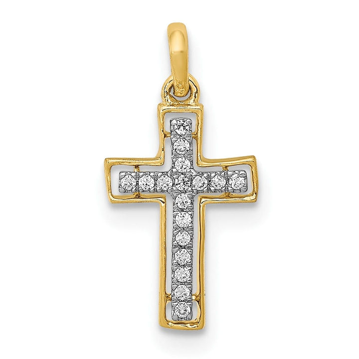 10K Yellow Gold Polished Medium 1/20 ct Diamond Cross Pendant