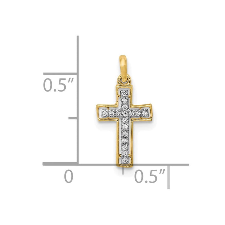 10K Yellow Gold Polished Medium 1/20 ct Diamond Cross Pendant