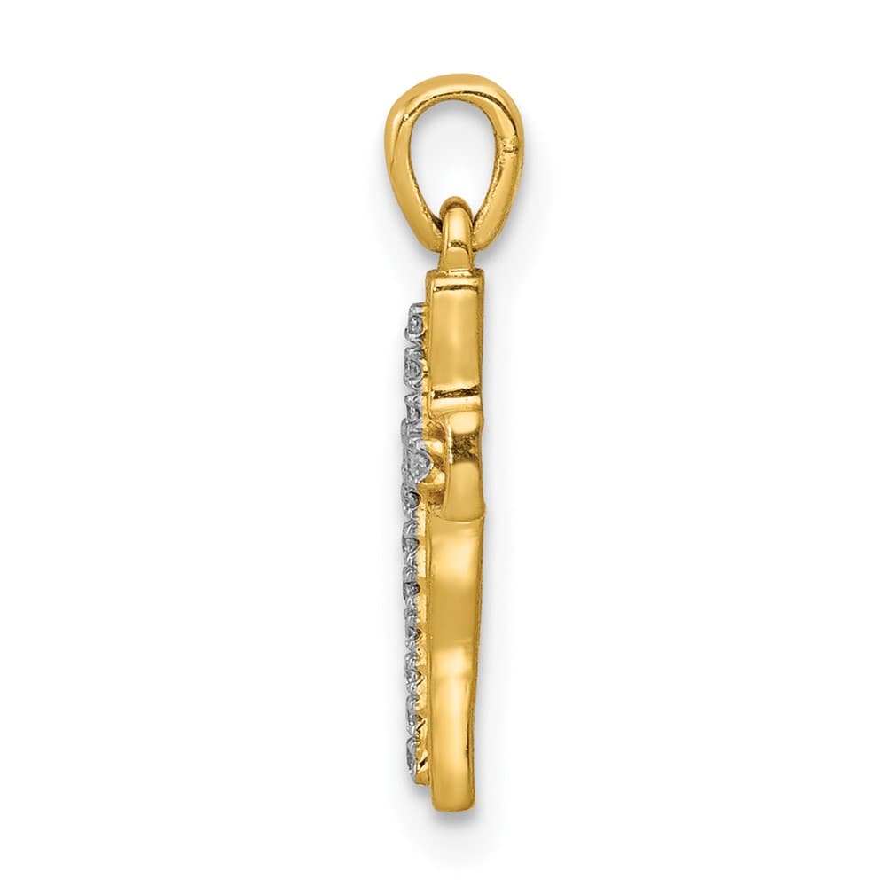 10K Yellow Gold Polished Medium 1/20 ct Diamond Cross Pendant