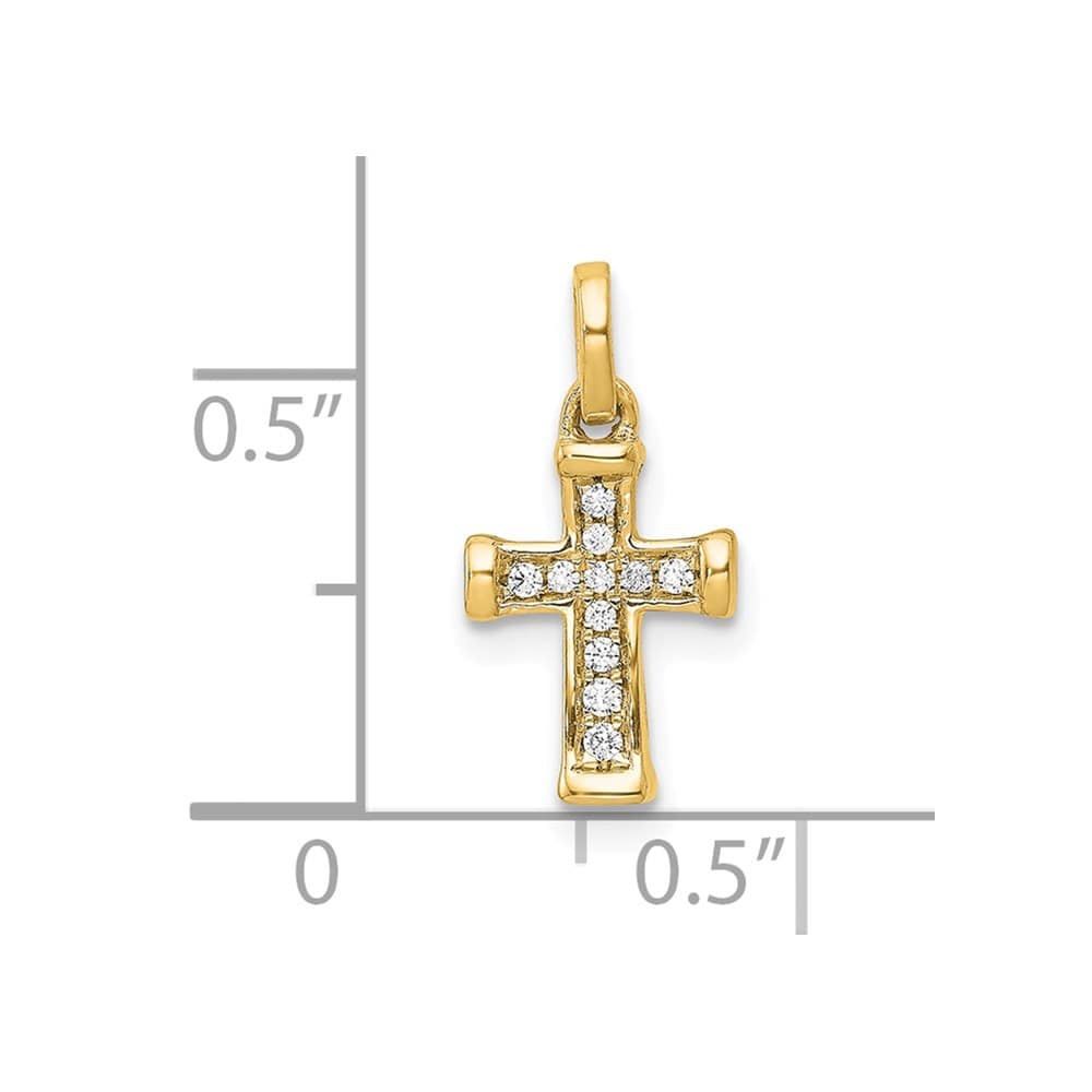 10K Yellow Gold Polished Medium 1/20 ct Diamond Latin Cross Pendant