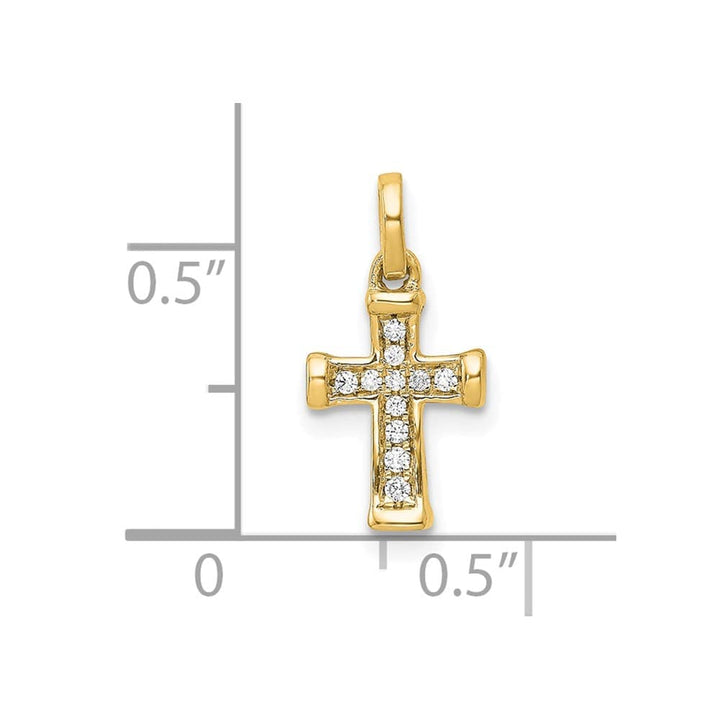 10K Yellow Gold Polished Medium 1/20 ct Diamond Latin Cross Pendant